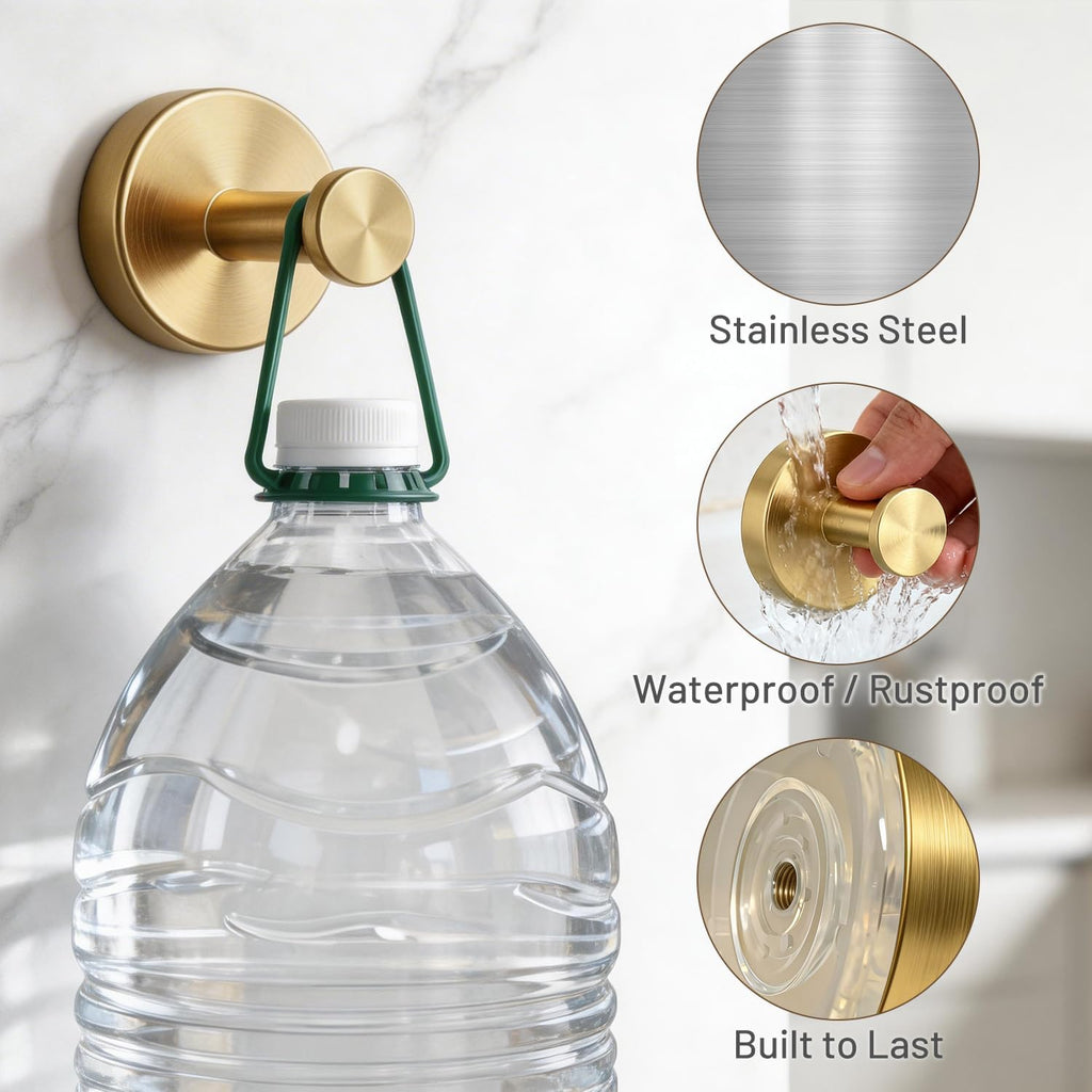 Suction Cup Hooks, Shower Hooks No Drill, Heavy Duty Wall Hooks for Hanging 15lbs, Reusable Waterproof Towel Hooks for Bathrooms Kitchen Glass Door Tile, Stainless Steel Hook Holder 6 Pack