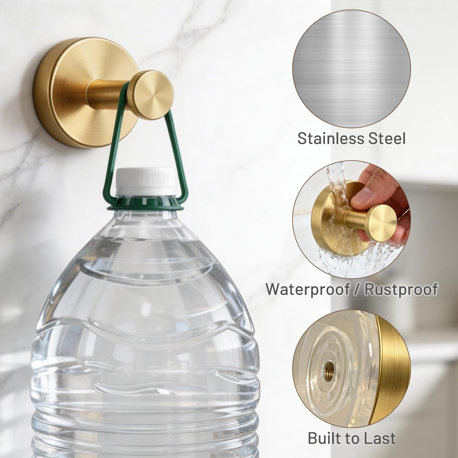 Suction Cup Hooks, Shower Hooks No Drill, Heavy Duty Wall Hooks for Hanging 15lbs, Reusable Waterproof Towel Hooks for Bathrooms Kitchen Glass Door Tile, Stainless Steel Hook Holder 6 Pack