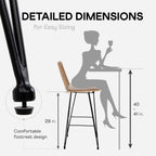 IDZO 400lbs Capacity Rattan Bar Stools Set of 2, 29-Inch Height, Outdoor & Indoor Use, Comfort Cushion, Solid Steel Frame, Durable Powder Coating, Easy Assembly, Ideal for Kitchen Island & Patio