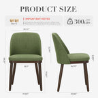 COLAMY Upholstered Dining Chairs Set of 4, Modern Kitchen Chairs with Back, Fabric Side Dining Room Chairs with Wood Legs for Farmhouce Restaurant, Green