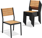 Pellebant Stackable Outdoor Dining Chairs Set of 6, Aluminum Patio Chairs with Armless, All-Weather for Garden, Lawn, Deck, Porch and Yard, Brown