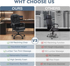 HOFFREE Massage Office Chair with Foot Rest 7 Points Vibration Ergonomic Executive Desk Chair Leather Computer Office Chair Black