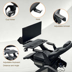 KING COCKPIT Zero-Gravity Reclining Chair for PC Gaming, Sim Racing &Home Office, Workstation with Electrically Adjustable Monitor Distance,Adjustable Keyboard Tray&Cup Holder-Black