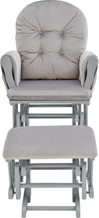 GOWE Mason Glider and Ottoman Gray Wood and Light Gray Fabric