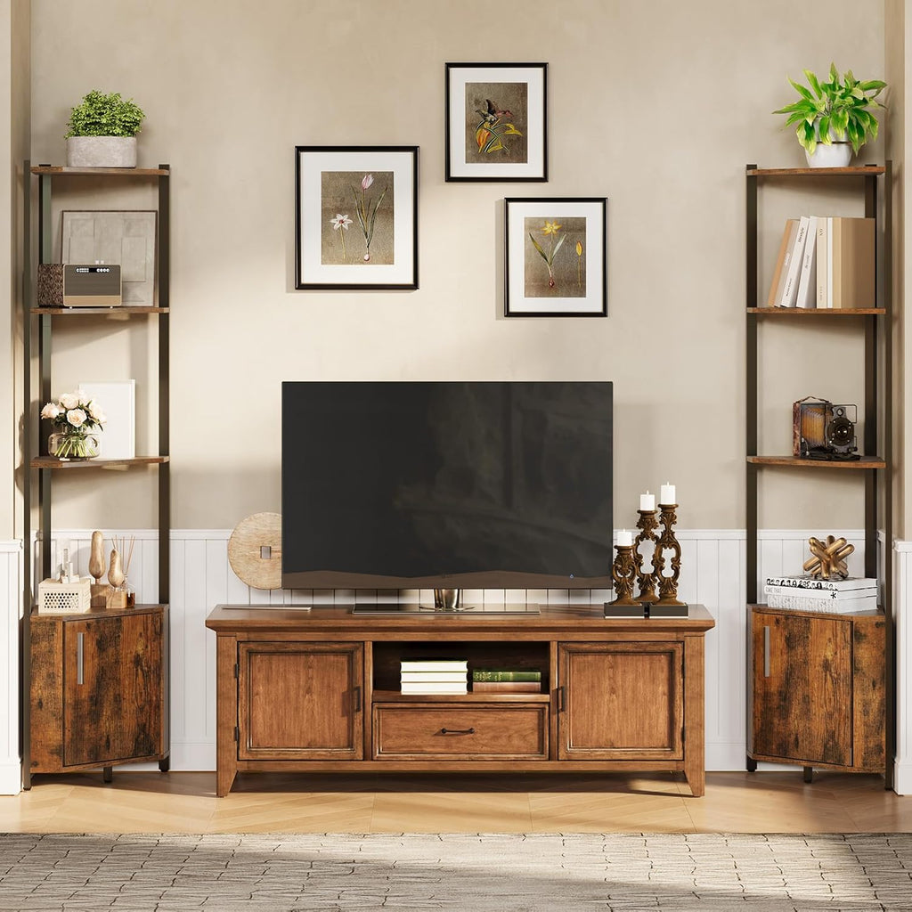 Garvee 5 Tier Corner Shelf - 57" Tall Corner Cabinet Stand with Storage, Space-Saving Corner Bookshelf for Living Room & Bedroom | Brown Corner Shelf, Modern Corner Organizer