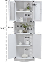 FOREST GRAVITY Modern Corner Storage Cabinet with Fluted Doors | For Kitchen; For Bathroom; Glass Doors; Fluted Design; Large Storage; Pentagon Design; White