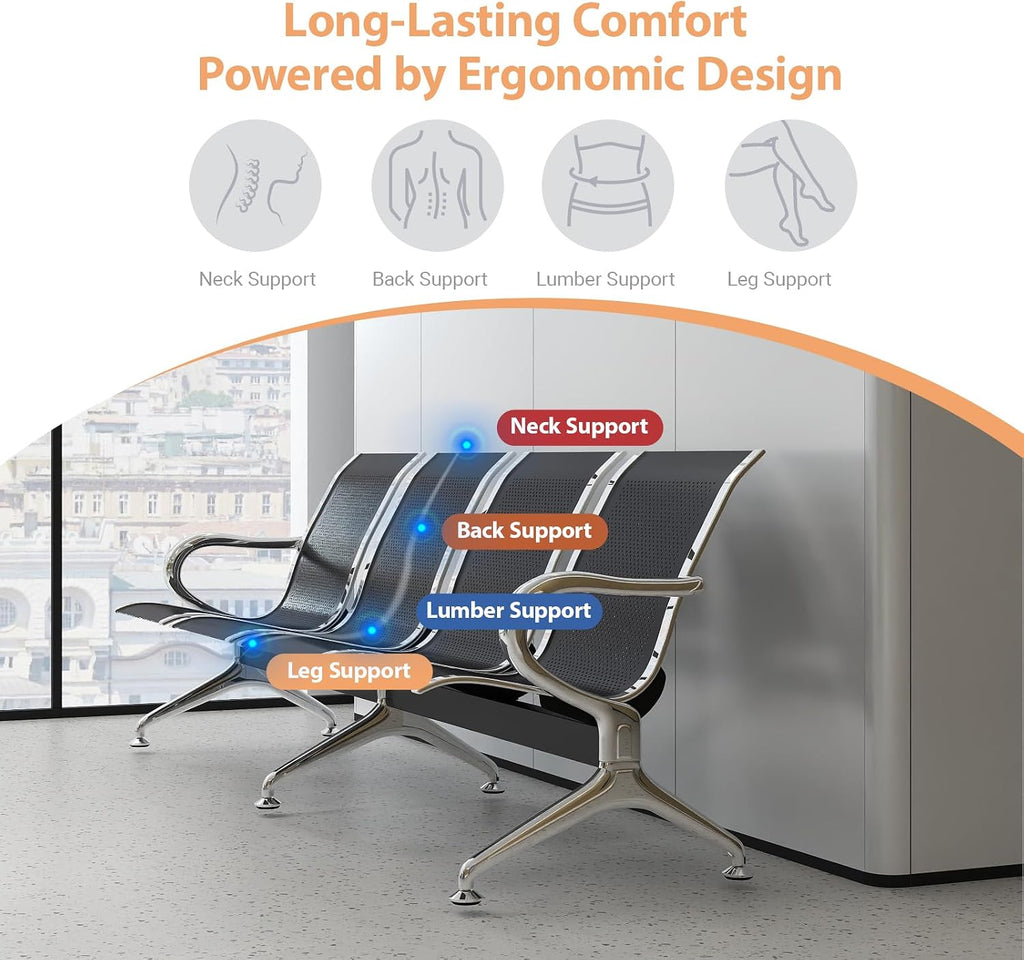 Kinfant Waiting Room Chairs - Whole 4-Seat Connect Reception Chairs Waiting Room Chairs with Arms & Stainless Steel Frame, Waiting Room Bench Lobby Chair for Office Airport Bank Hospital