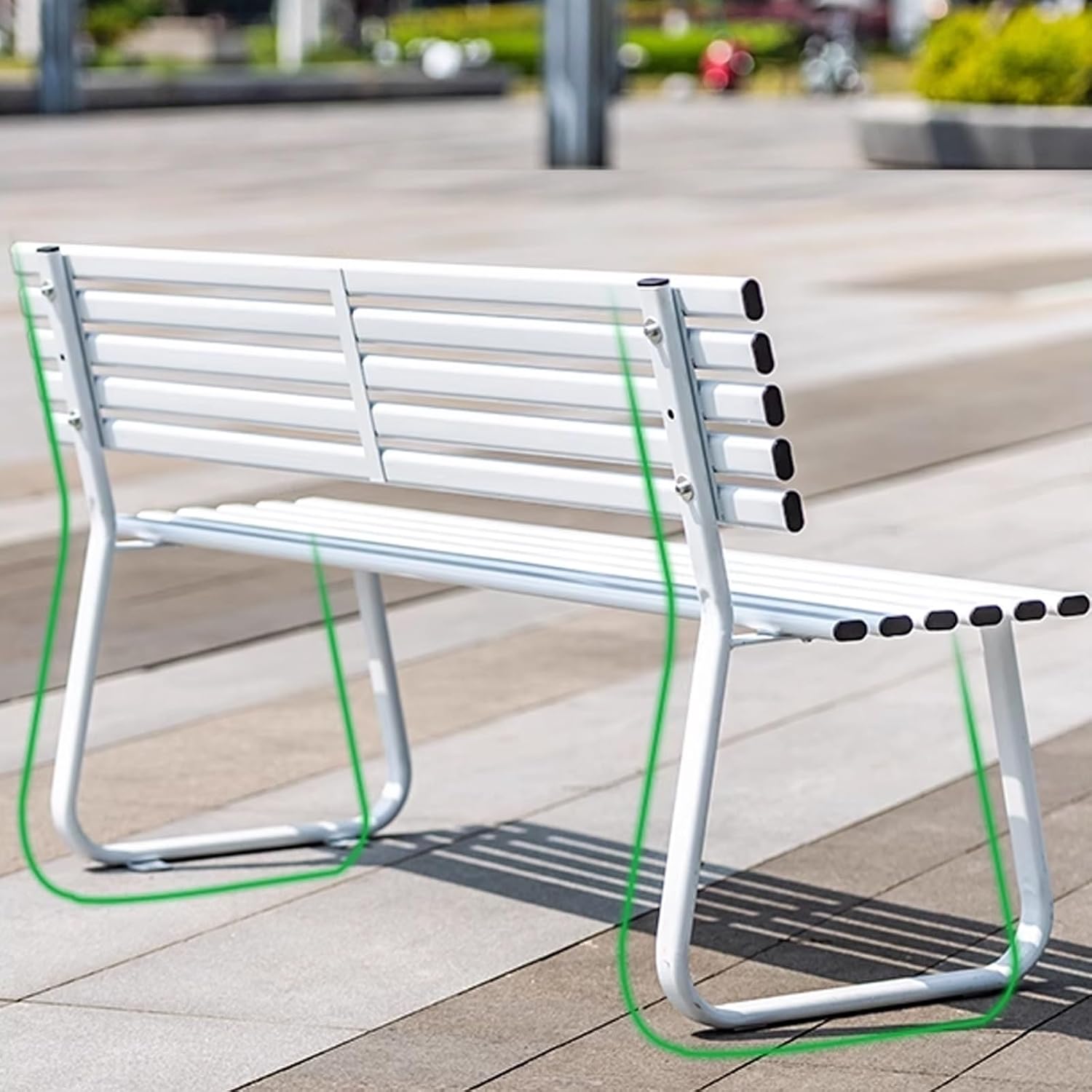 Garden Bench Outdoor Benches Benches for Outside Rich Color Uniform Paint Film Strong Weather Resistance Comfortable Sitting no Fatigue Even After Long Sitting(Green,150cm/59in)