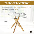 Glass End Table, Square Side Table with Tempered Glass Top & Gold Metal Legs, Modern Living Room Accent Table for Small Space, Bedroom, Apartment, Easy to Assemble