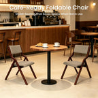 CangLong Foldable Chair Set of 2, Walnut+Light Coffee | Padded Fabric Chairs with Solid Wood Frame, Stackable and Assembled, for Guests Kitchen Office Wedding Party