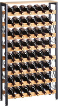 VEVOR 48 Bottle Wine Rack,8-Tier Iron Wine Bottle Holder with Wood Table Top,Freestanding Floor Display Wine Storage Shelves,for Kitchen Pantry, Cellar, Bar, Dining Room,26''L X 9.3''W X 46.9''H