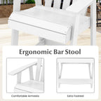 Tangkula Outdoor Bar Stool, HDPE Tall Adirondack Chair with Armrest & Footrest, Weather Resistant 47 Inch Counter Height Barstool Lifeguard Chair for Pool Deck Patio Garden, Balcony Chairs (1, White)