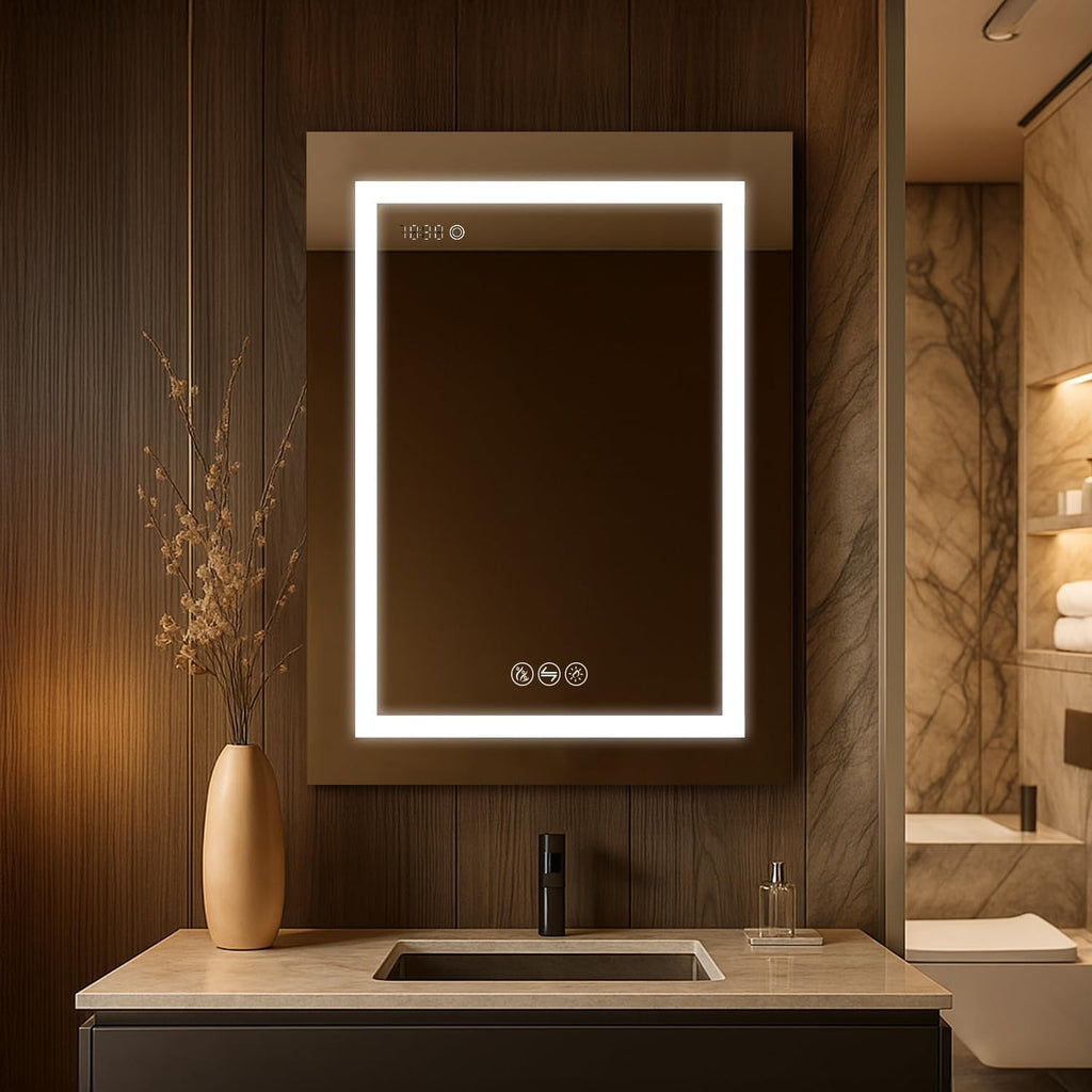 Blossom LED Medicine Cabinet with Mirror, 24x32 in, Lighted Bathroom Mirror Medicine Cabinet, Defogger, Recessed/Surface 3X Makeup Mirror, Adjustable Brightness, Outlets & USB, A2(M)-24-Right Hinge