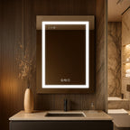 Blossom LED Medicine Cabinet with Mirror, 24x32 in, Lighted Bathroom Mirror Medicine Cabinet, Defogger, Recessed/Surface 3X Makeup Mirror, Adjustable Brightness, Outlets & USB, A2(M)-24-Right Hinge