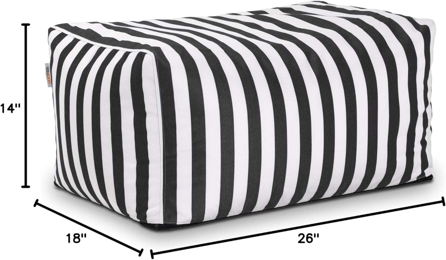 Jaxx Leon Outdoor Bean Bag Ottoman, Black & White Stripes