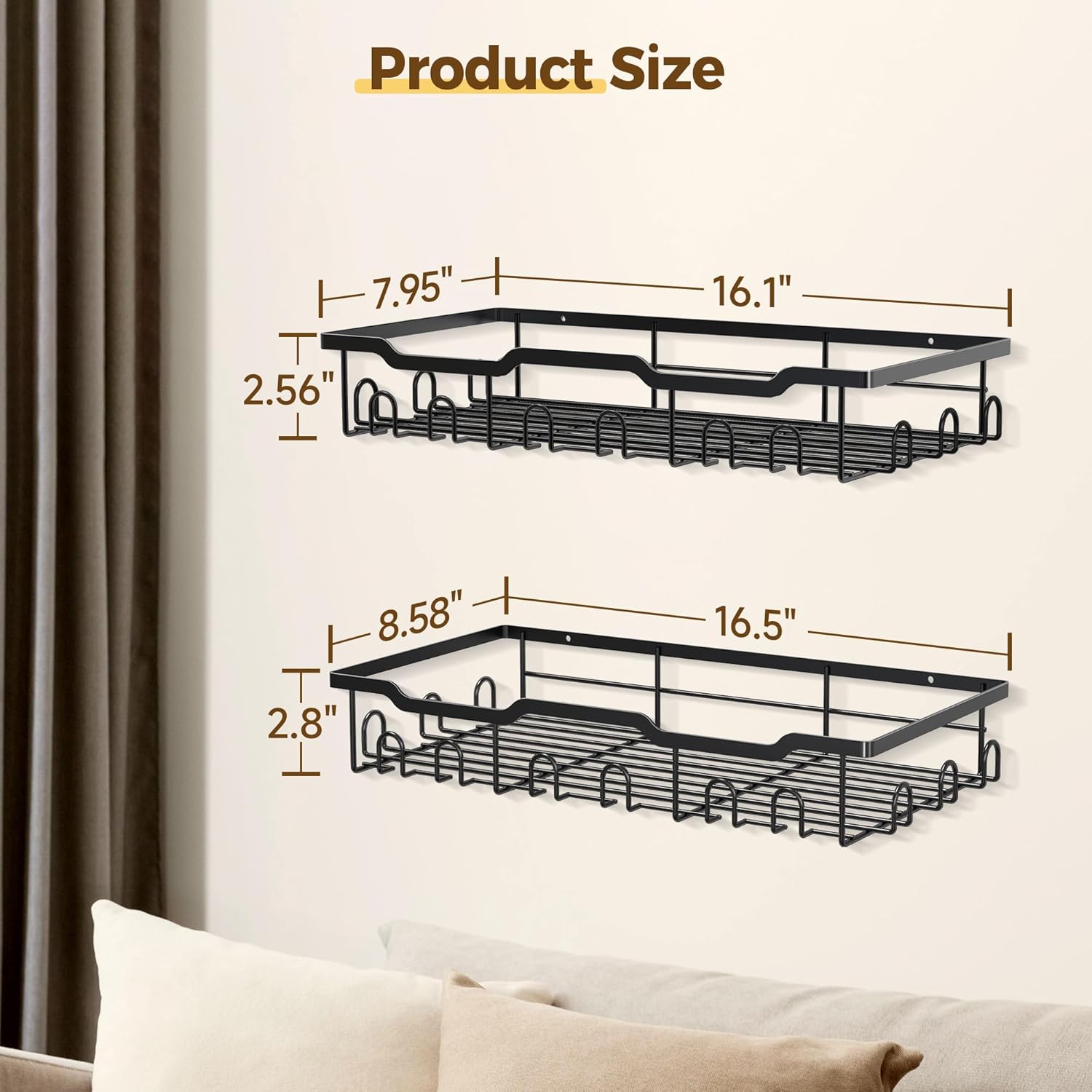 Nicetree Hat Rack for Wall - 2 Pack Metal Hat Organizer for Baseball Caps - Heavy Duty Wall Mounted Baseball Cap Organizer and Hat Storage for Closet Wall or Bedroom - Holds 48 Caps,Black