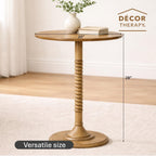 Decor Therapy Crewe Round Contemporary Side Table, Pedestal Base, High Top Cocktail Table for Kitchen or Living Space - Medium Wood