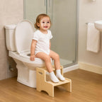 Wooden Toddler Step Stool for Kids, Two Step Stool with Non-Slip Pads & Handles, Potty Training Stool for Bathroom Sink, Toilet, Kitchen, Bedroom (Natural)