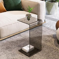 Side Table,C Shaped End Table, Acrylic Sofa Side Table, Bedside Table for Bedroom Small Simple Modern Coffee Table Suitable for Living Room (Smoke Gray)