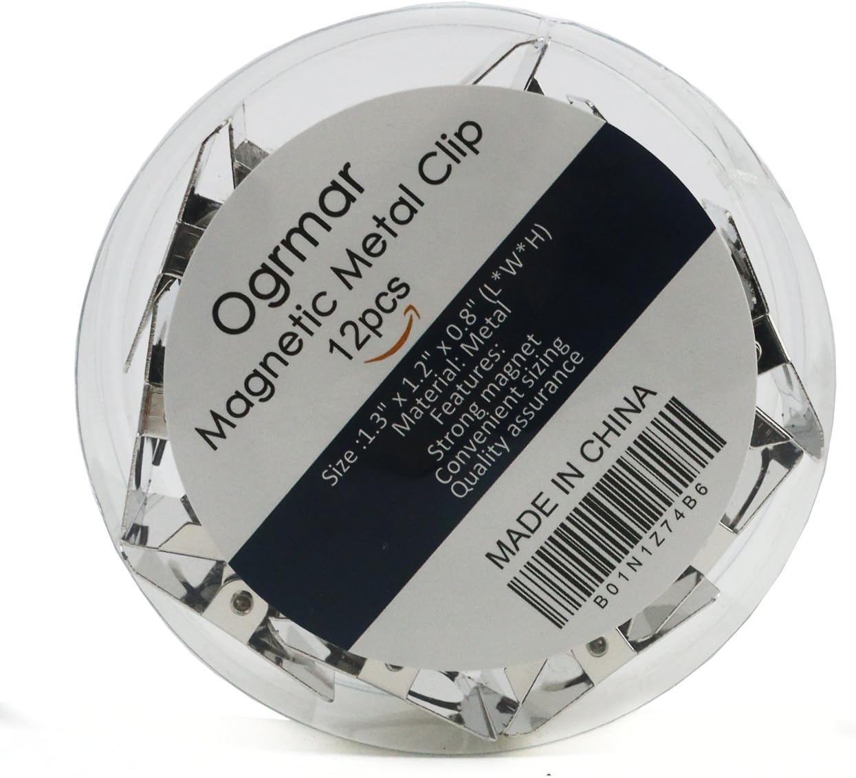 Ogrmar Metal Clip 1.2"-12 Pack Refrigerator Whiteboard Wall Magnetic Memo Metal Clip (1.2")