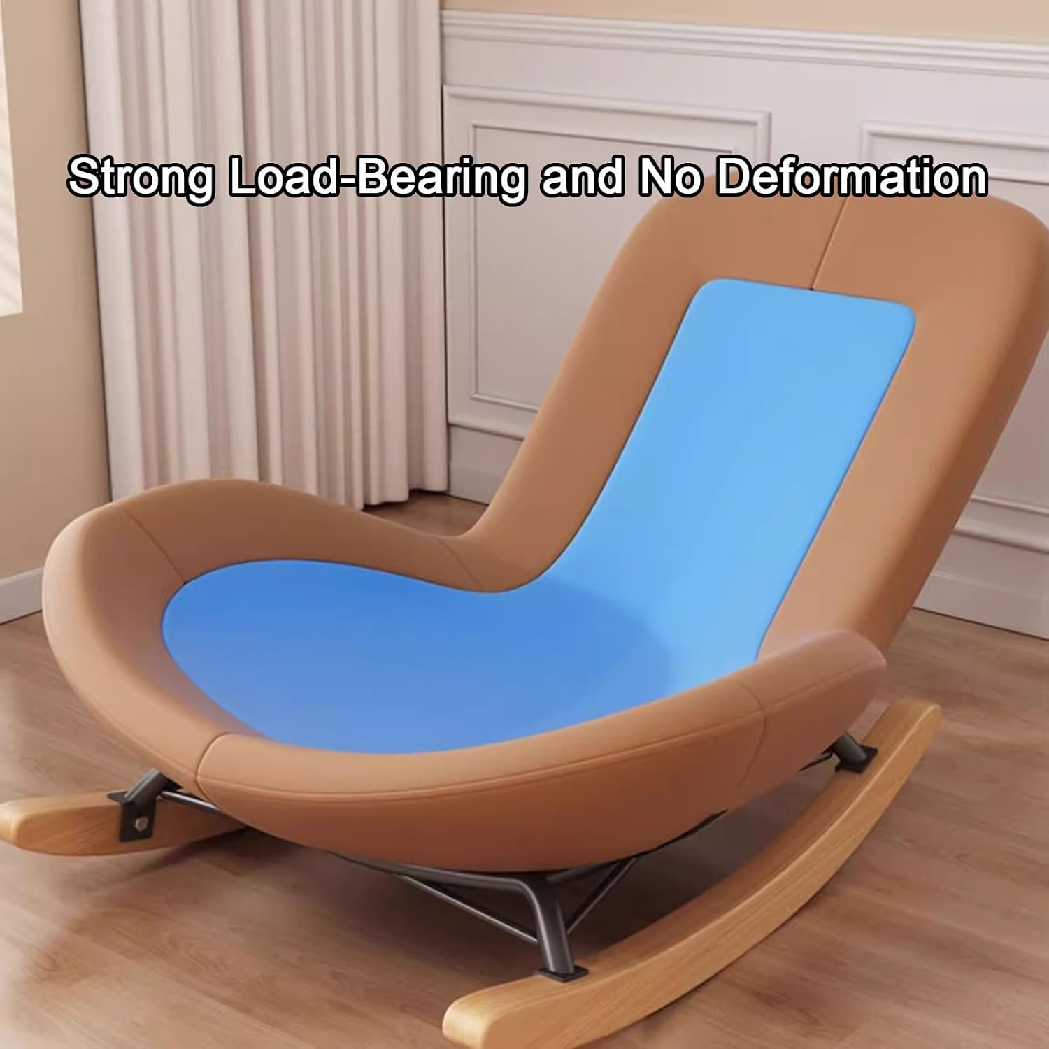 Glider Rocking Chair, Upholstered Rocking Chair Indoor, with Thick Cushion Nursery Rocking Chairs, for Living Room, Bedroom (Color : Yellow, Size : B)