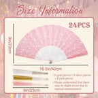 24 Pcs Folding Hand Fans for Dancing,Glitter Handheld Fans, Folding Fans Bulk, for Wedding, Festival, Dance, Tea Party, Club, EDM Decoration(Mixed Colors(Gold+Silver+Pink))