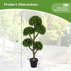 Goplus 46" Artificial Boxwood Topiary Tree, Fake Potted Boxwood Tree with 5 Ball-Shaped Topiaries, Realistic Decorative Faux Outdoor Plant for Indoor, Front Porch, Patio, Home, Office (1)