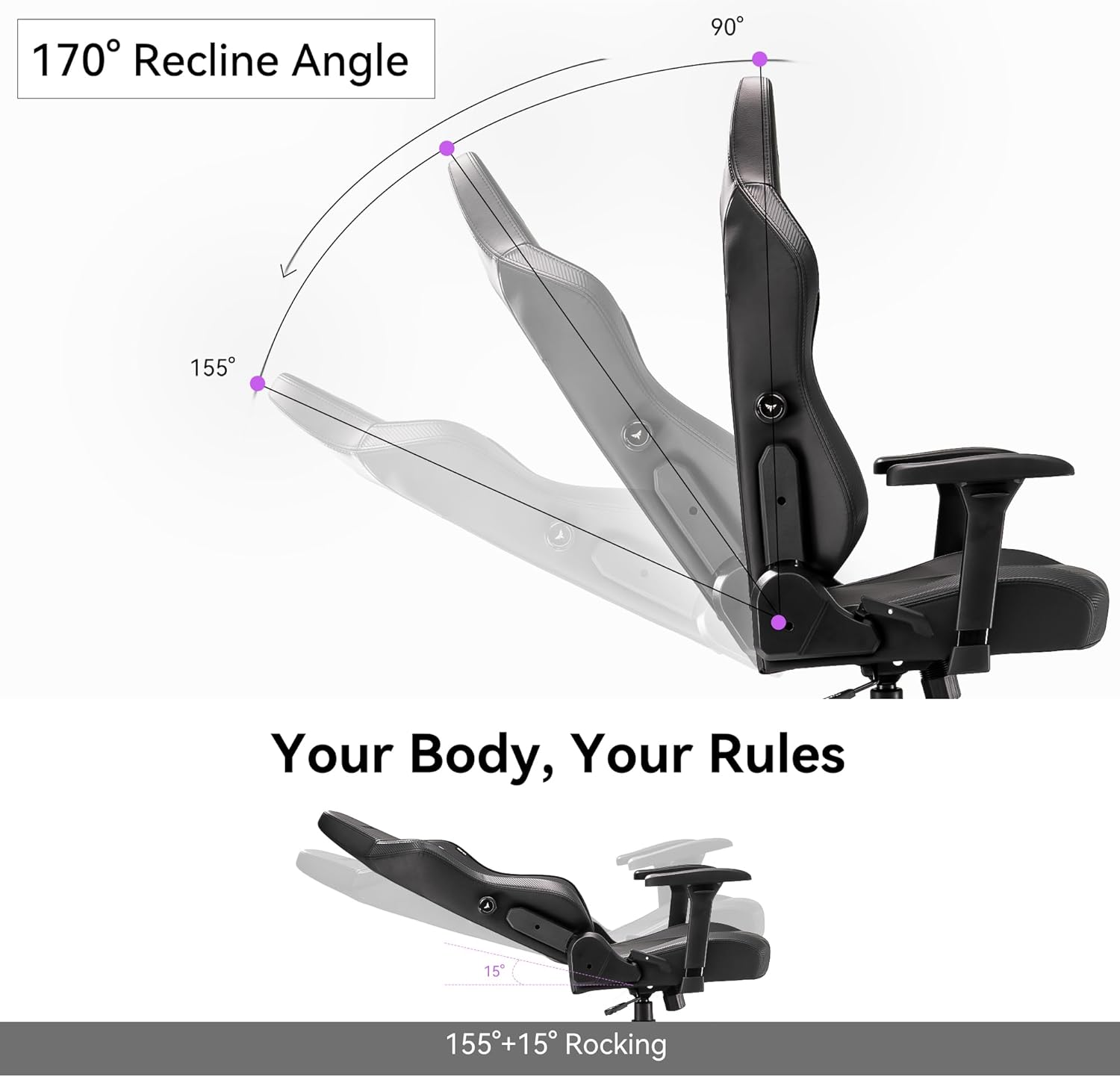 Gaming Chair - High Back Ergonomic Computer Chair with Lumbar Support, Video Game Chair-4D Adjustable Armrests,170° Reclining & 320lb Capacity,PU Leather Office Chair for Adults