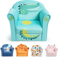 KOTEK Kids Sofa Chair with Cute Pattern, Toddler Upholstered Chair w/Armrest & Backrest, Wooden Frame, Kids Couch Children Armchair for Boys Girls, Mini Sofa Chair for Preschool Children (Crocodile)