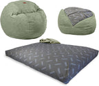 CordaRoy's Chenille Bean Bag Chair, Convertible Chair Folds from Bean Bag to Lounger, As Seen on Shark Tank, Moss - Full Size