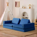 jela Kids Play Couch Extended Size 8PCS for Family, Floor Sofa Modular Funiture for Kids Adults, Playhouse Play Set for Toddlers Babies, Modular Foam Play Couch Indoor 66" x 33" x 22" Navyblue | durable foam