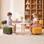 Toddler Rolling Chair with Backrest, Yellow | 230lbs Heavy Duty, Boucle Low Rolling Stool, Cute Sensory Furry Small Chair, 3-8 Years Old