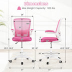 Giantex Ergonomic Drafting Chair Tall Office Chair with Flip-Up Armrests Footrest Ring Height Adjustable Executive Task Chair Mesh Computer Standing Desk Chair Lumbar Support for Home Office (Pink)