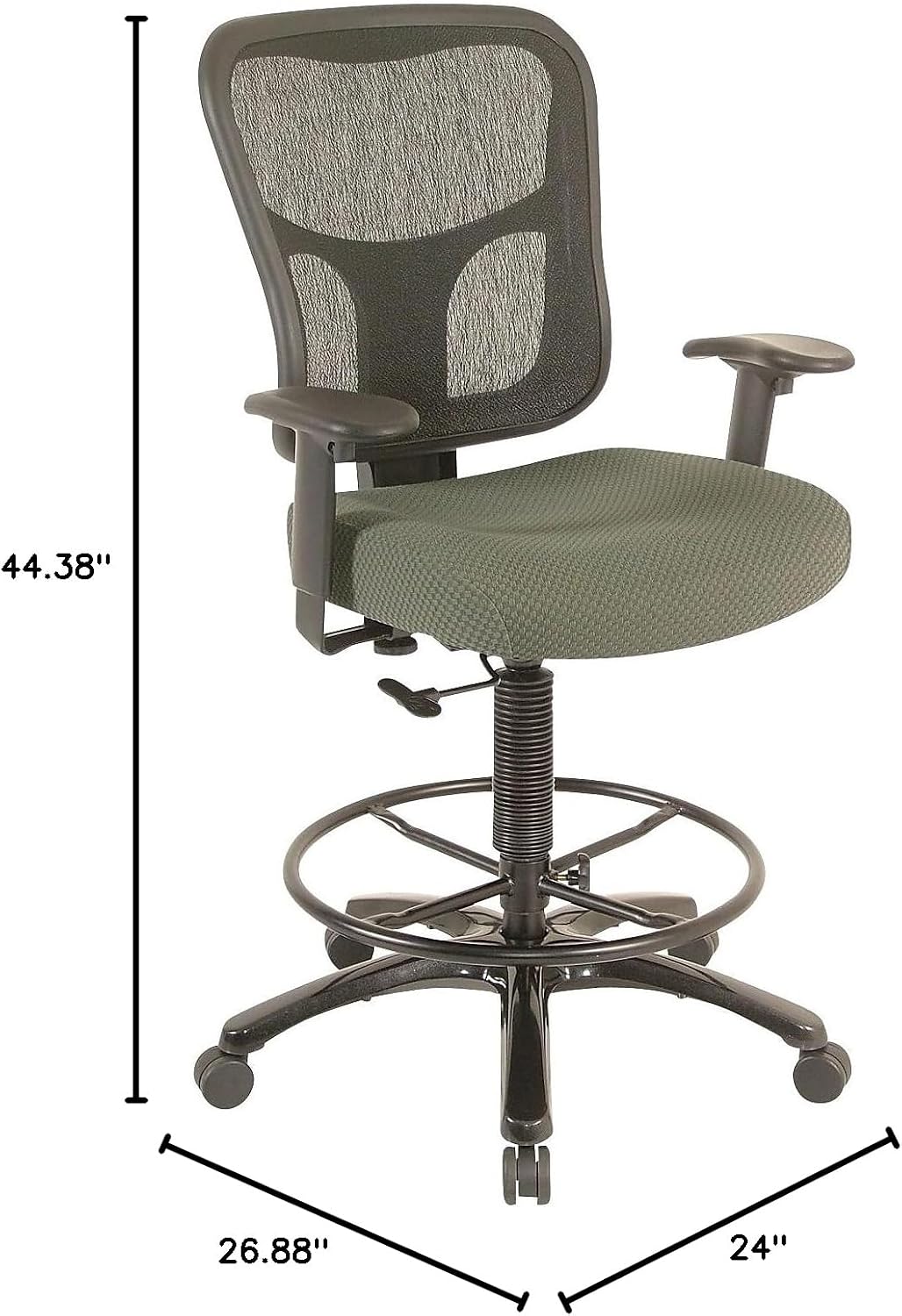 Tempur-Pedic TP8200 Ergonomic Fabric Mid-Back Drafting Stool, Olive (TP8200-OLIVE)
