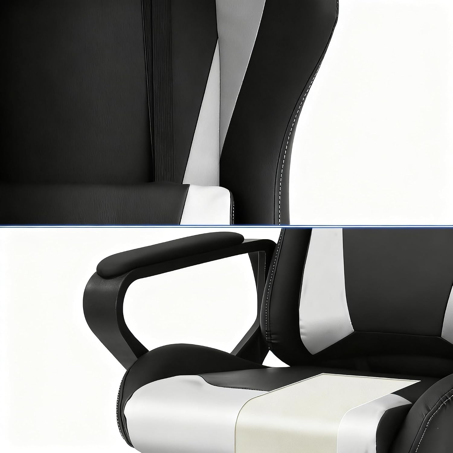 Ergonomic High Back Gaming Chair & Office Chair, PU Leather & Adjustable & Easy Assembly & BIFMA Certified, for Home/Office (Gray) (White)
