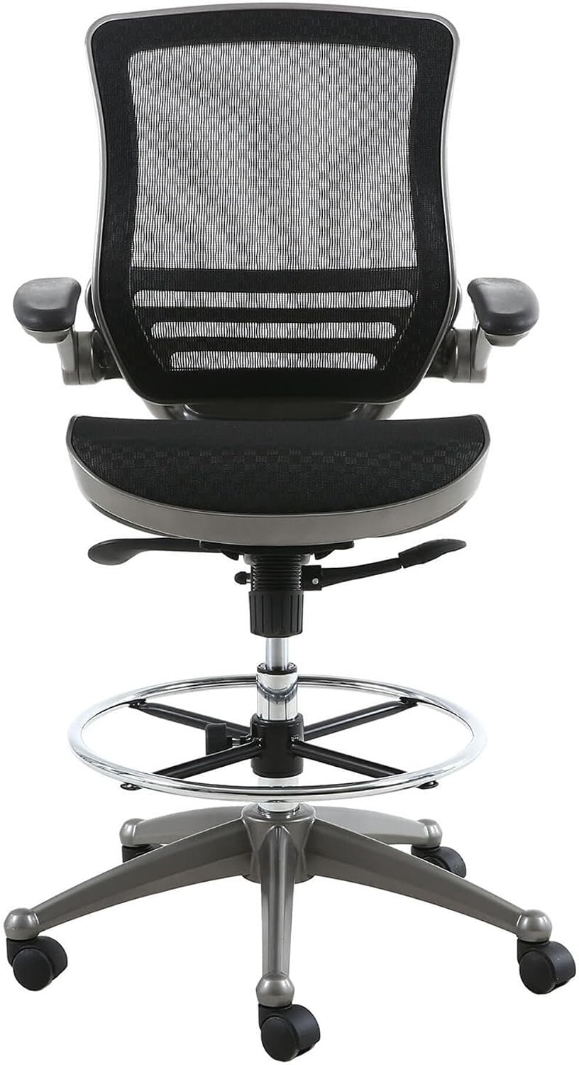 Harwick Evolve All Mesh Heavy Duty Drafting Chair, Gunmetal Finish