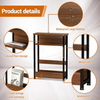 Narrow Side Table with Storage Shelf, 3-Tier Slim End Table with Magazine Holder, Modern Thin Side Tables for Couch or Small Spaces, Skinny Nightstand for Living Room or Bedroom Walnut