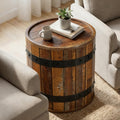 Tribesigns Barrel Side Table with Hidden Storage, 19.68" Farmhouse Round Rustic Wood End Table with Removable Lid, 24" Tall Sofa Side Bedside Nightstand for Living Room (1 PCS)