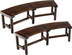 Tangkula Patio Curved Bench Set of 2, Carbonized Wood Dining Bench, Spacious & Slatted Seat, 710 LBS Max Load, 2-Person Wood Fire Pit Bench for Backyard, Garden, Porch