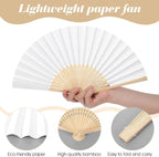 28pcs White Paper Folding Hand Fans,8.3 Inch Bulk Paper Fans Foldable Handheld Fan for Women, Wedding Party Favors, DIY Crafts, Photography Props