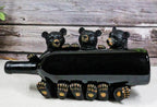 Ebros Gift Rustic Western Forest Animal Whimsical Three Black Bears Hugging Wine Bottle Figurine Wine Holder 9.5" Long Cabin Lodge Farmhouse Country Accent Decor