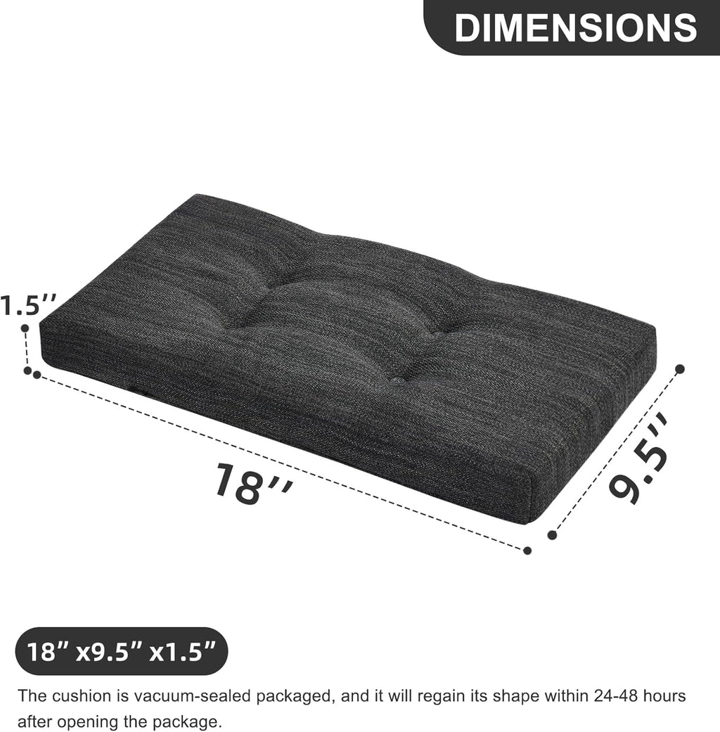 baibu Set of 2 Memory Foam Stool Cushion Rectangular, Dual-Layer Design Saddle Stool Pads Bar Stool Cushions with Four Straps- 2 Pads Only (Gray-Black, 18x9.5x1.5in)