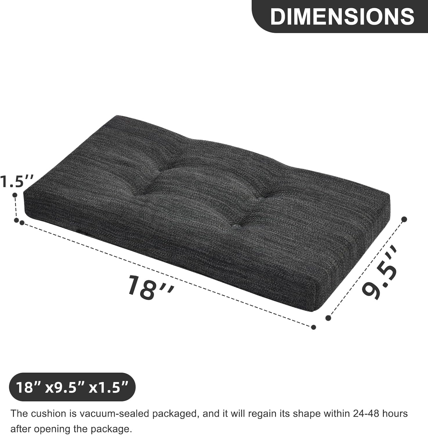 baibu Set of 2 Memory Foam Stool Cushion Rectangular, Dual-Layer Design Saddle Stool Pads Bar Stool Cushions with Four Straps- 2 Pads Only (Gray-Black, 18x9.5x1.5in)