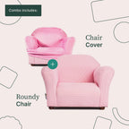 Roundy Kids Chair with Removable Cover, Soft Microsuede Upholstery, Padded Cushion, Sturdy Wooden Frame, Ergonomic Design for Ages 2-5, Easy to Clean, Ideal for Playrooms, Bedrooms & Nurseries.