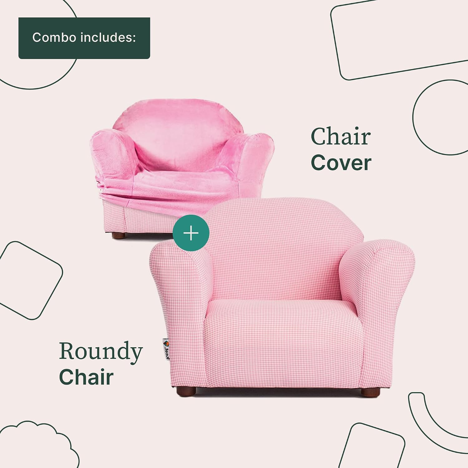 Roundy Kids Chair with Removable Cover, Soft Microsuede Upholstery, Padded Cushion, Sturdy Wooden Frame, Ergonomic Design for Ages 2-5, Easy to Clean, Ideal for Playrooms, Bedrooms & Nurseries.