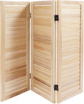 3 Panel 35 * 32in Short Room Divider Screen, 2.7 Ft Paulownia Wood Folding Privacy Screen Freestanding Shutter Divider for Home Office Indoor Decor(Wood Color