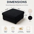35.3" Corduroy Ottoman with Storage Oversized Ottoman for Modular Sectional Couches Foot Rest Stool with Hidden Compartment for Living Room, Apartment (Black, 35.3")
