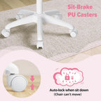 HOFFREE Kids Desk Chair Ergonomic Study Chair with Flipped Armrest and Footrest Adjustable Height Swivel Kids Computer Chair Mesh Desk Chair for Boys Girls Children at Home Bedroom Study Room Pink