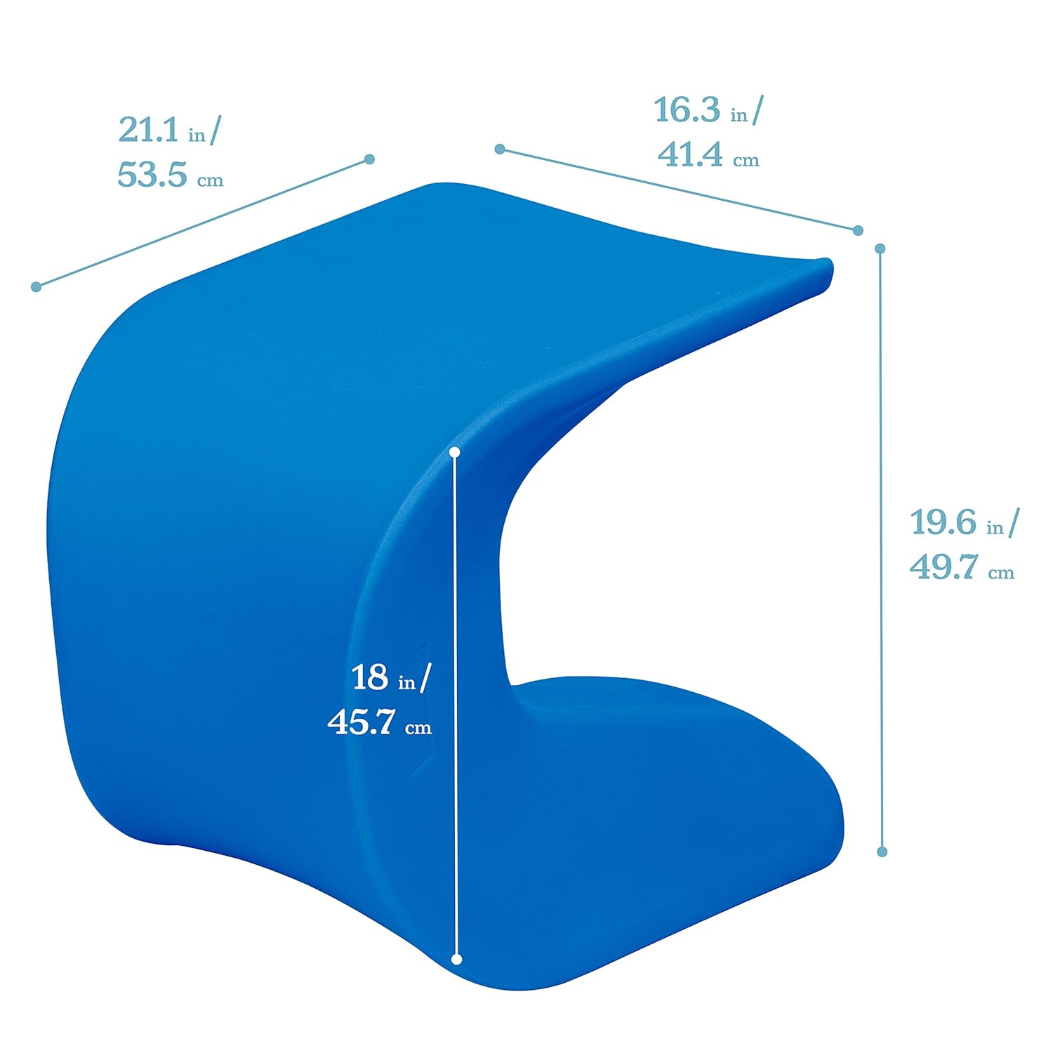 ECR4Kids Wave Seat Perch Stool, 18in - 19.6in Seat Height, Flexible Seating, Blue, 2-Pack