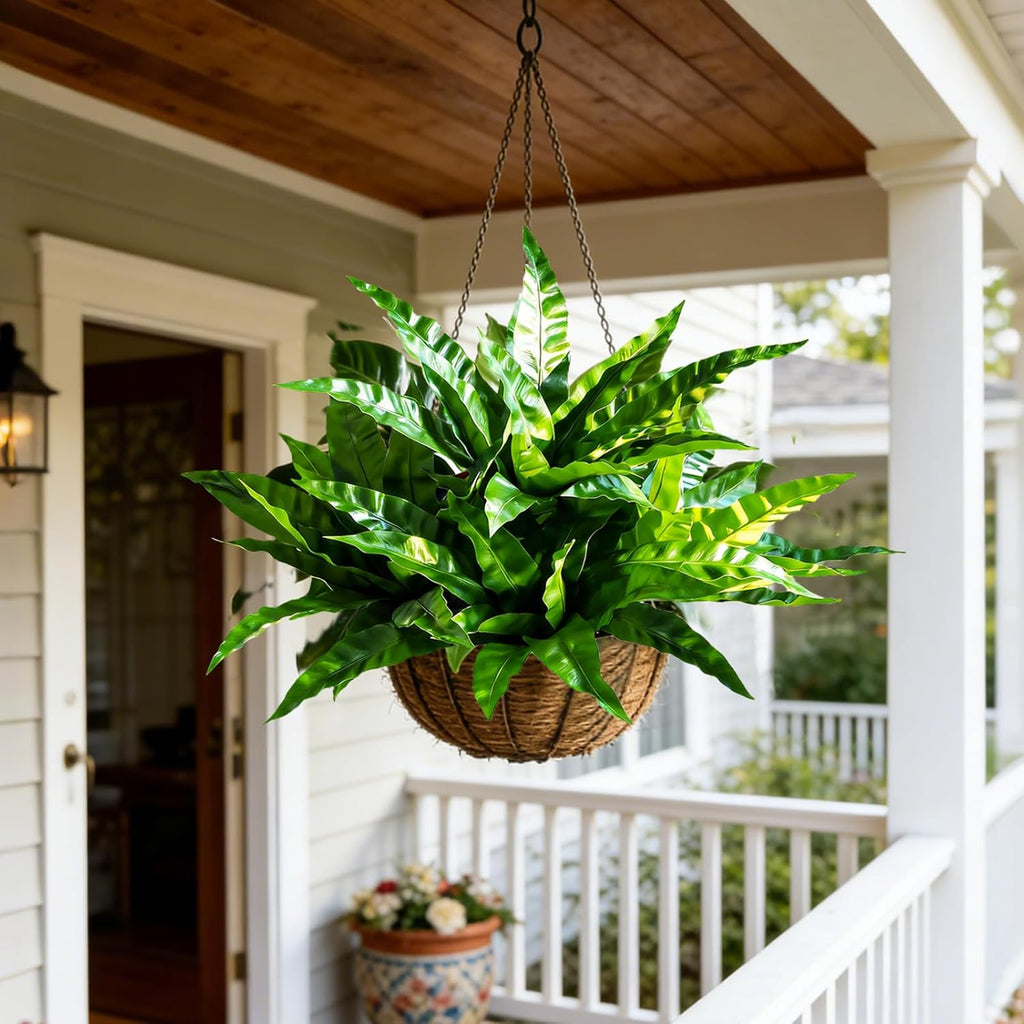 4Pcs Fake Ferns,Faux Outdoor Plants UV Resistant,3D Real Touch Fake Plants Total 60 Blades,Weatherproof Artificial Plants Outdoor Indoor for Garden Porch Home Office Living Room Decor